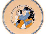 a plate with a picture of a man on it