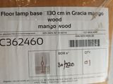 a cardboard box with a label on it that says floor lamp base 350 cm gracia mango mango wood