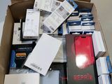 a box full of electronic items that are sitting on a table