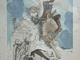 drawing of a man on a horse and a woman on a horse