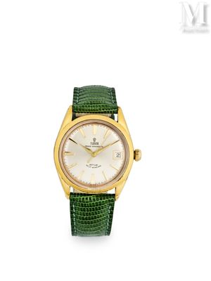 une montre Rolex pour femme avec un bracelet en cuir vert