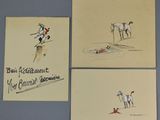 quatre cartes postales représentant un homme à cheval et une femme à cheval