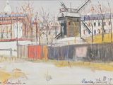une aquarelle représentant un moulin à vent dans la rue