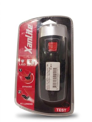 une photo d'une lampe de poche noire et rouge dans un emballage