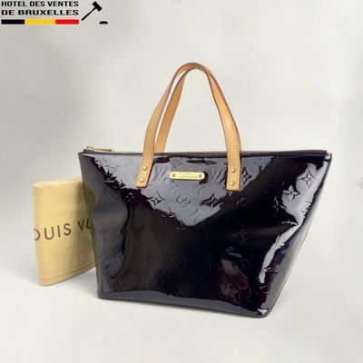 louis vuitton black patent tote bag with tan leather handles