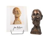 une image représentant un buste en bronze d'un homme, à côté d'une photo du visage d'un homme