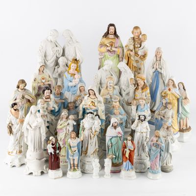 many figurines of different sizes and colors