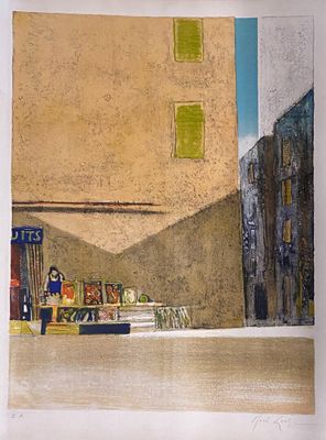 a picture of a painting of a street scene