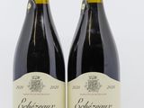deux bouteilles de vin rouge posées l'une à côté de l'autre sur une surface blanche