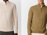 deux hommes en pull, debout l'un à côté de l'autre devant un fond blanc