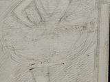 pencil drawing of a woman sitting in a chair with her legs crossed