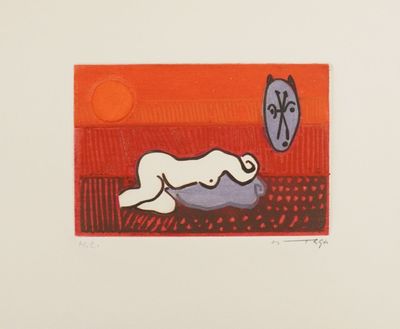 an image of a painting of a woman laying on a bed