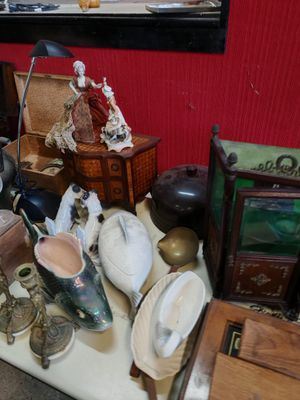 a table with a lot of items on it