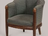 pair of armchairs with upholstered upholstered seat and wooden legs