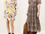 two women in dresses and boots standing next to each other