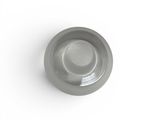 a silver object on a white surface with a white background