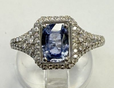 Bague de style Art déco en or blanc 18K (750‰) 2g25 ornée d'…