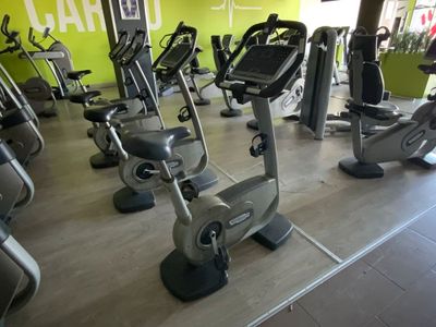 des rangées de vélos d'appartement dans une salle de sport avec un mur végétalisé