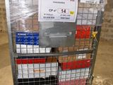 a metal cart with a bunch of boxes on it