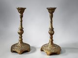 pair of antique brass candlesticks
