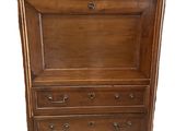 an image of a wooden cabinet with marble top on a white background