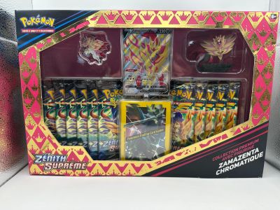 a box of pokemon cards in it on a table