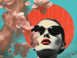 an image of a woman with sunglasses and flowers in her hair
