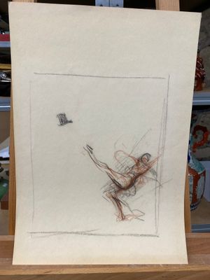 ATTRIBUE A JEAN-LOUIS FORAIN Danseuse au haut-de-forme, cray…