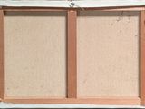 an image of a picture of an old window frame with a picture hanging on it