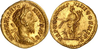 a gold coin with an image of a woman on it