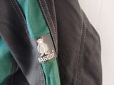 a close up of a jacket with a badge on it