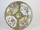 a plate that has a picture of people on it