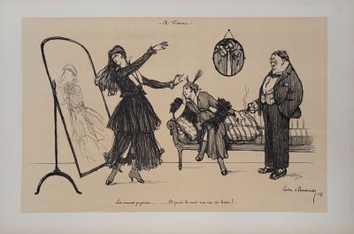 an image of a drawing of a woman in a dress and a man in a tuxedo