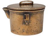 an image of a large copper pot with a lid on a white background