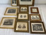 a lot of framed pictures on the table