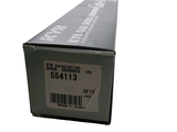 a box with a label on it sitting on a white surface