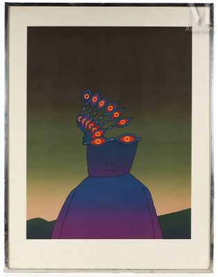 une image représentant un tableau d'un homme avec des fleurs dans les cheveux