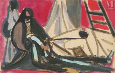 une image d'un tableau représentant une femme assise sur un lit