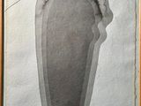 une vieille photo représentant la photo du pied d'une personne, dans un cadre en bois