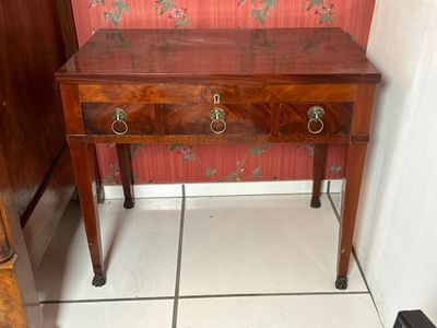 COIFFEUSE en bois de placage, marbre et bronze. - Photo 1