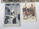 three books on a table with pictures of soldiers and soldiers on them