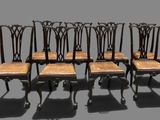 set of six victorian style dining chairs with leather seats