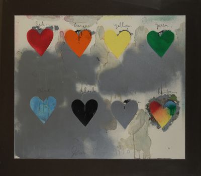 a picture of a picture of a painting with hearts painted on it