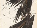 black and white drawing of two feathers on a piece of paper