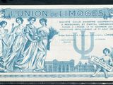 un gros plan sur une carte de visite bleue et blanche sur laquelle figure la photo d'un groupe de femmes