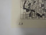 a drawing of a man and a woman sitting at a table