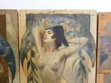 a painting of a naked woman on a wooden panel