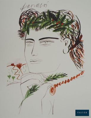 un dessin représentant un homme avec une couronne sur la tête