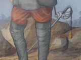 painting of a man in a military uniform standing in a field