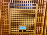 many crates that are stacked on top of each other